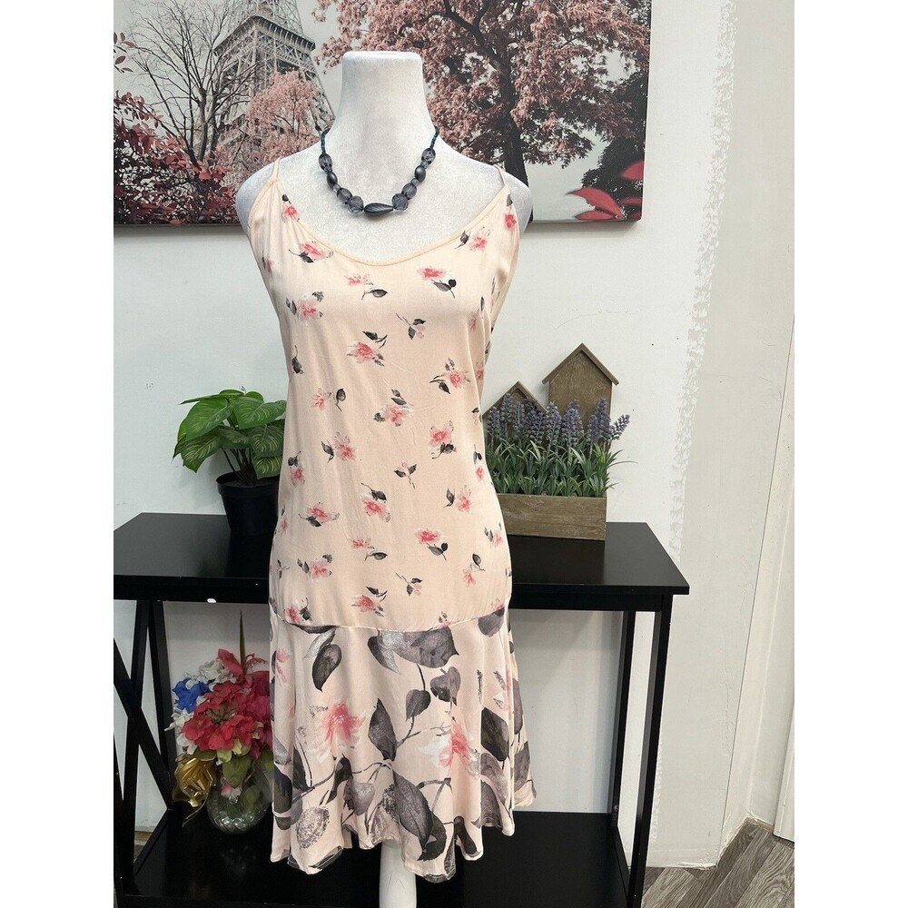 New York & Co Dress Large NWT Pink Floral Sleeveless Asymmetric Midi Sundress